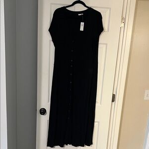 GAP Black Maxi Dress with Button-Down Front, XL Tall